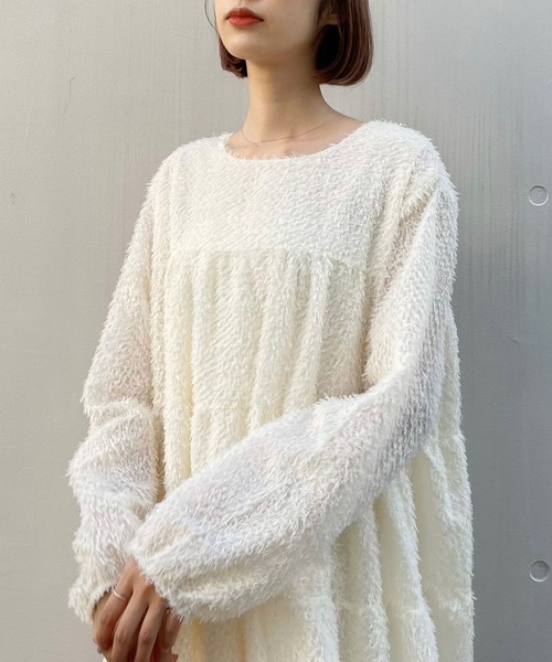 titty&Co. PETIT(ティティアンドコープティ)の「【titty&Co.PETIT】シャギーティアードミニワンピース(ワンピース・レディース・ホワイト/ブラック・SMALL/MEDIUM)」の7枚目の写真