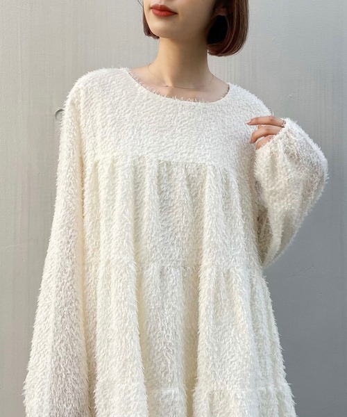 titty&Co. PETIT(ティティアンドコープティ)の「【titty&Co.PETIT】シャギーティアードミニワンピース(ワンピース・レディース・ホワイト/ブラック・SMALL/MEDIUM)」の11枚目の写真