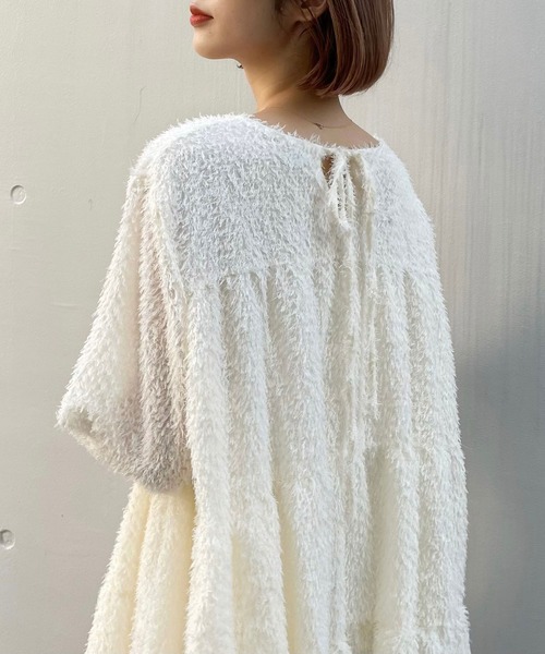 titty&Co. PETIT(ティティアンドコープティ)の「【titty&Co.PETIT】シャギーティアードミニワンピース(ワンピース・レディース・ホワイト/ブラック・SMALL/MEDIUM)」の5枚目の写真