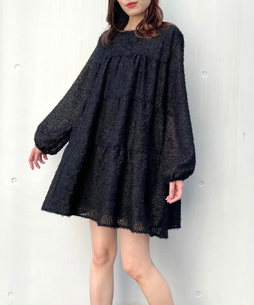 titty&Co. PETIT(ティティアンドコープティ)の「【titty&Co.PETIT】シャギーティアードミニワンピース(ワンピース・レディース・ホワイト/ブラック・SMALL/MEDIUM)」の20枚目の写真