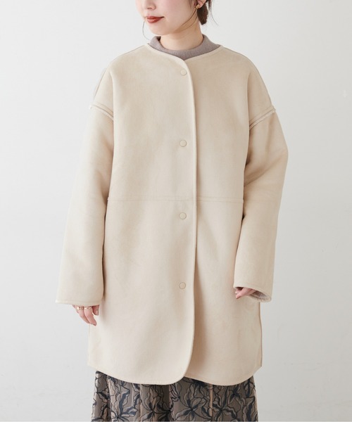 【natural couture】2WAY ノーカラーコート natural couture ノーカラーコート コート 「osono」2WAYノーカラー