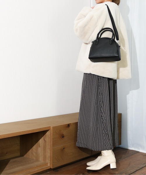 Per sist ence（パーシエンス）の「Per sist ence/パーシエンス　フェイクファー 8分袖ノーカラーコート（ノーカラージャケット・レディース・ブラック/ブラウン/アイボリー・FREE）」の21枚目の写真