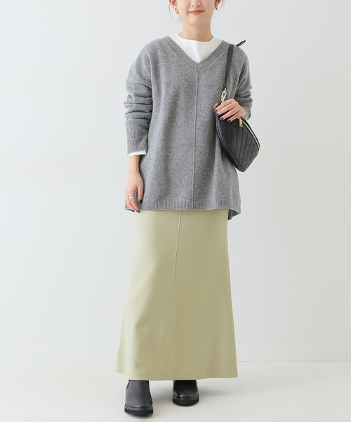 SLOBE IENA(スローブイエナ)の「ウーリージャージスカート【ウエストゴム/手洗い可能】◆(スカート・レディース・チャコールグレー/ベージュ/ライトグリーン・38/36)」の18枚目の写真