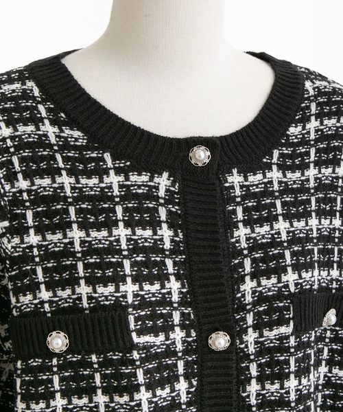 DearMyLove（ディアマイラブ）の「ツイード柄チュニックニットカーディガン（カーディガン/ボレロ・レディース・ホワイト/ベビーピンク/ピンク/ブラック・MEDIUM/LARGE/X-LARGE）」の12枚目の写真