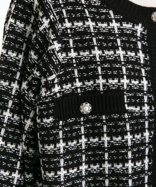 DearMyLove（ディアマイラブ）の「ツイード柄チュニックニットカーディガン（カーディガン/ボレロ・レディース・ホワイト/ベビーピンク/ピンク/ブラック・MEDIUM/LARGE/X-LARGE）」の14枚目の写真