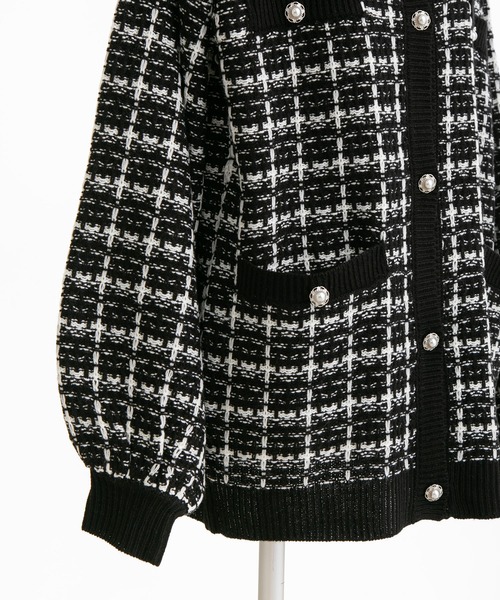 DearMyLove（ディアマイラブ）の「ツイード柄チュニックニットカーディガン（カーディガン/ボレロ・レディース・ホワイト/ベビーピンク/ピンク/ブラック・MEDIUM/LARGE/X-LARGE）」の17枚目の写真