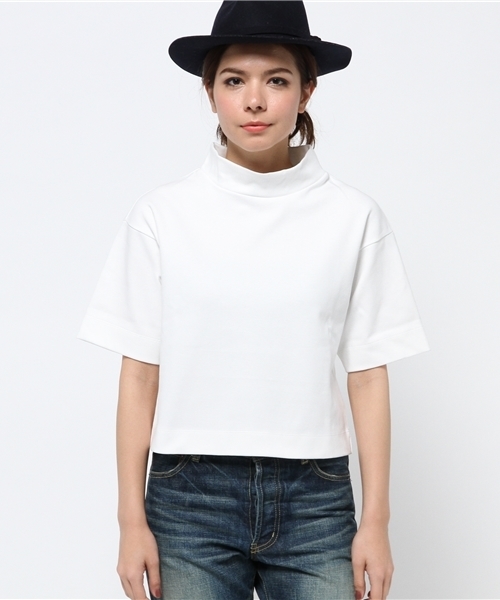 Ray BEAMS(レイビームス)の「Ray BEAMS / スムースワイド ハイネック(Tシャツ/カットソー・レディース・オフホワイト/ブラック・ONE SIZE)」の3枚目の写真