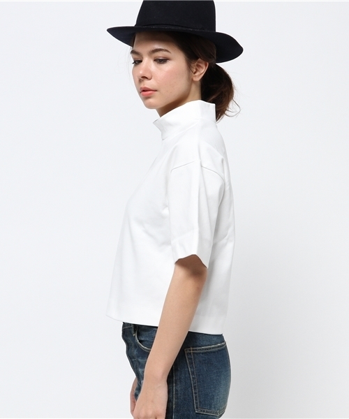 Ray BEAMS(レイビームス)の「Ray BEAMS / スムースワイド ハイネック(Tシャツ/カットソー・レディース・オフホワイト/ブラック・ONE SIZE)」の6枚目の写真