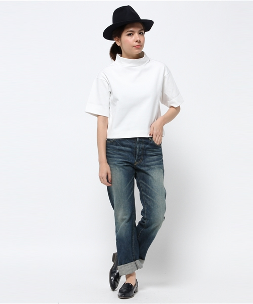 Ray BEAMS(レイビームス)の「Ray BEAMS / スムースワイド ハイネック(Tシャツ/カットソー・レディース・オフホワイト/ブラック・ONE SIZE)」の9枚目の写真