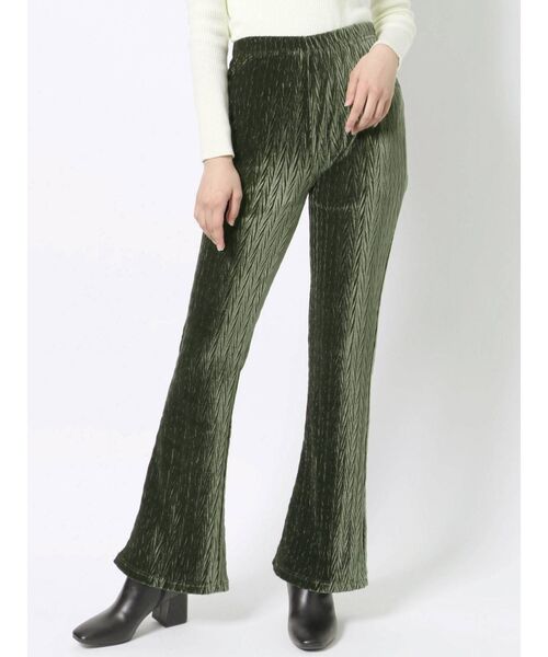 EVRIS（エヴリス）の「ヘリンボーンベロアフレアパンツ（その他パンツ・レディース・ブラック/カーキ/オレンジ・FREE）」の4枚目の写真