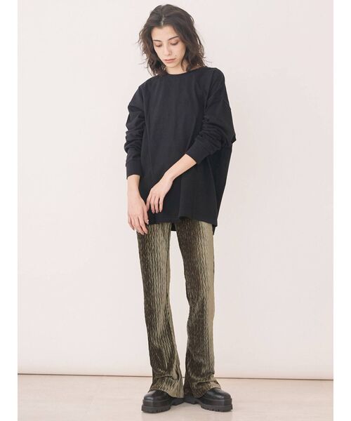 EVRIS（エヴリス）の「ヘリンボーンベロアフレアパンツ（その他パンツ・レディース・ブラック/カーキ/オレンジ・FREE）」の6枚目の写真