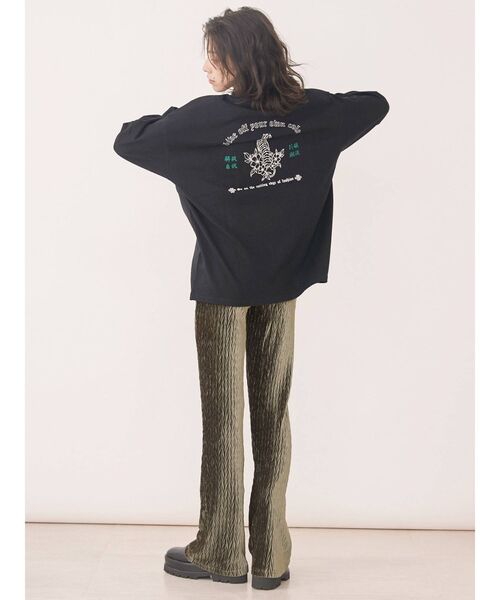 EVRIS（エヴリス）の「ヘリンボーンベロアフレアパンツ（その他パンツ・レディース・ブラック/カーキ/オレンジ・FREE）」の7枚目の写真