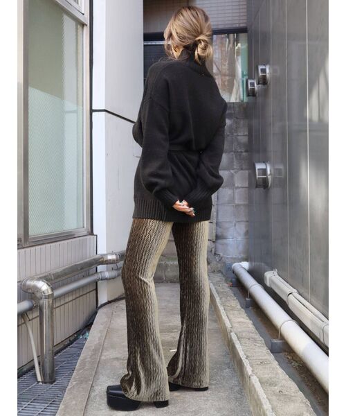 EVRIS（エヴリス）の「ヘリンボーンベロアフレアパンツ（その他パンツ・レディース・ブラック/カーキ/オレンジ・FREE）」の13枚目の写真