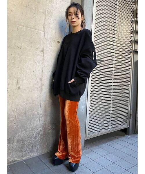 EVRIS（エヴリス）の「ヘリンボーンベロアフレアパンツ（その他パンツ・レディース・ブラック/カーキ/オレンジ・FREE）」の15枚目の写真