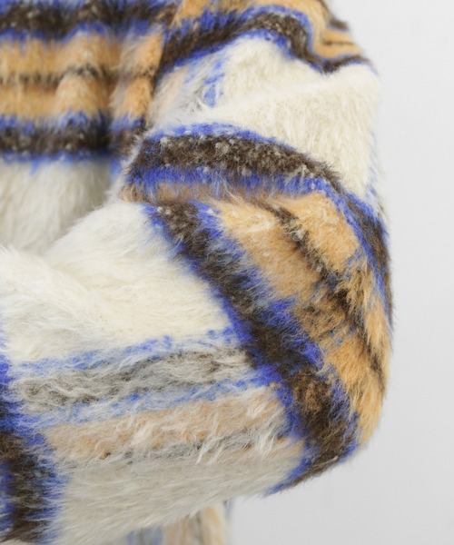 minsobi（ミンソビ）の「チェックシャギーロングコート（ステンカラーコート・メンズ・ブラウン/アイボリー・FREE）」の21枚目の写真