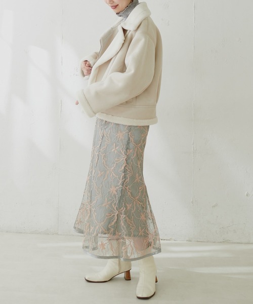 natural couture（ナチュラルクチュール）の「長さ変えられるパイピングレーススカート（スカート・レディース・ミント/パープル/アイボリー/ネイビー・FREE）」の22枚目の写真