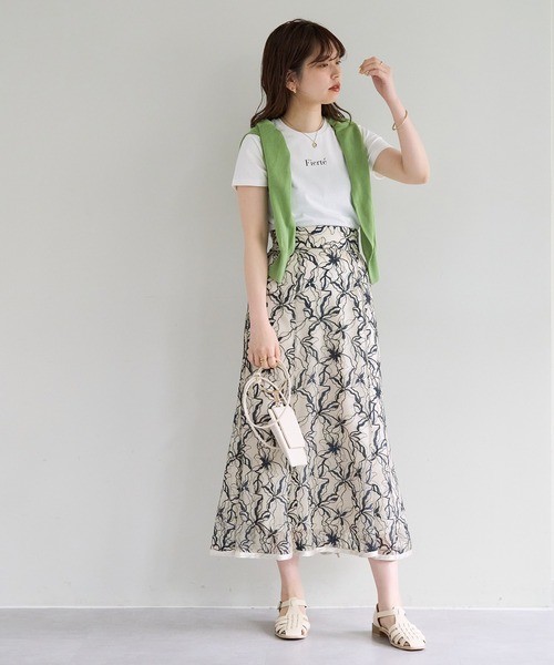 natural couture（ナチュラルクチュール）の「長さ変えられるパイピングレーススカート（スカート・レディース・ミント/パープル/アイボリー/ネイビー・FREE）」の6枚目の写真