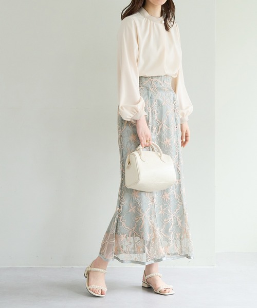 natural couture（ナチュラルクチュール）の「長さ変えられるパイピングレーススカート（スカート・レディース・ミント/パープル/アイボリー/ネイビー・FREE）」の11枚目の写真