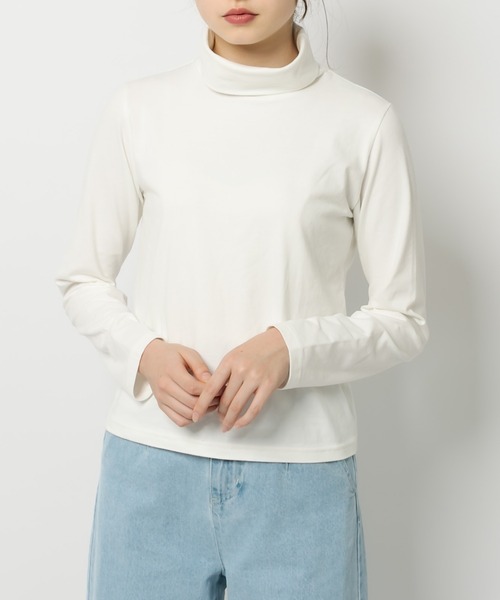 OLIVE des OLIVE（オリーブデオリーブ）の「タートルネックインナー（Tシャツ/カットソー・レディース・ブラック/オフホワイト/スミクロ・FREE）」の8枚目の写真