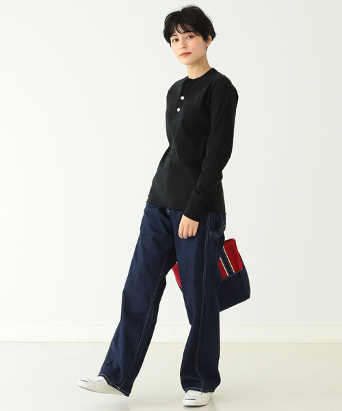 BEAMS BOY（ビームスボーイ）の「Healthknit × BEAMS BOY / 別注 ヘンリーネック ロングスリーブ（Tシャツ/カットソー・レディース・ホワイト/ブラック/オレンジ・ONE SIZE）」の10枚目の写真