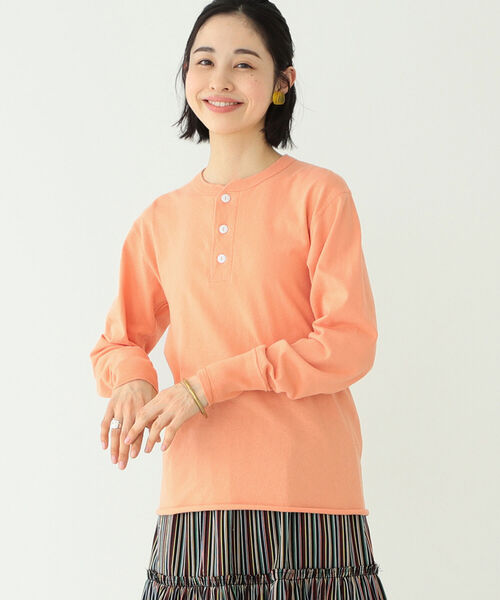 BEAMS BOY（ビームスボーイ）の「Healthknit × BEAMS BOY / 別注 ヘンリーネック ロングスリーブ（Tシャツ/カットソー・レディース・ホワイト/ブラック/オレンジ・ONE SIZE）」の11枚目の写真