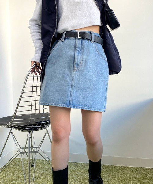 WHO'S WHO gallery(フーズフーギャラリー)の「デニムミニスカート(デニムスカート・レディース・ブラック/サックスブルー・FREE)」の2枚目の写真