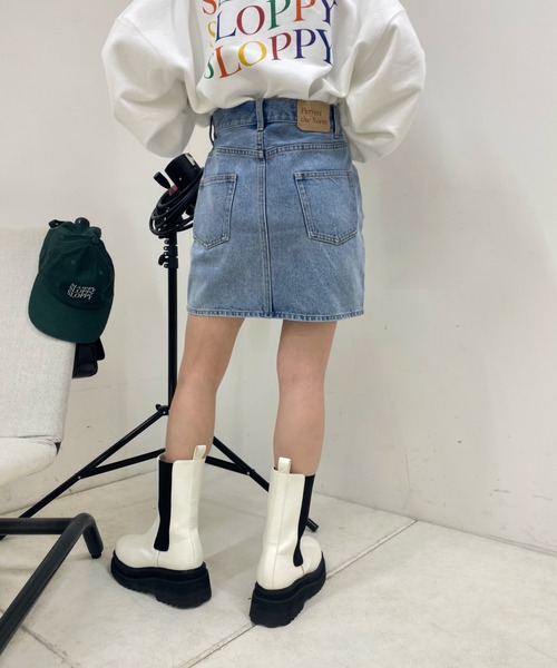 WHO'S WHO gallery(フーズフーギャラリー)の「デニムミニスカート(デニムスカート・レディース・ブラック/サックスブルー・FREE)」の7枚目の写真