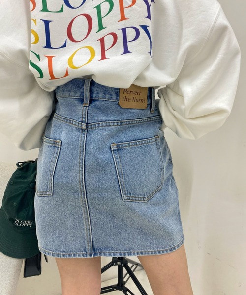 WHO'S WHO gallery(フーズフーギャラリー)の「デニムミニスカート(デニムスカート・レディース・ブラック/サックスブルー・FREE)」の8枚目の写真