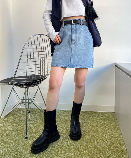WHO'S WHO gallery(フーズフーギャラリー)の「デニムミニスカート(デニムスカート・レディース・ブラック/サックスブルー・FREE)」の16枚目の写真