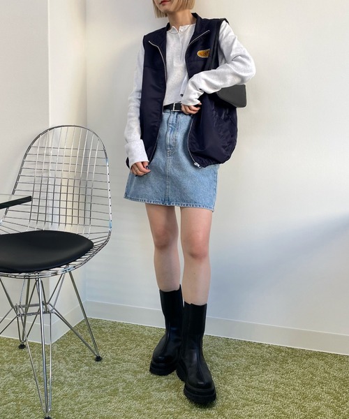 WHO'S WHO gallery(フーズフーギャラリー)の「デニムミニスカート(デニムスカート・レディース・ブラック/サックスブルー・FREE)」の17枚目の写真