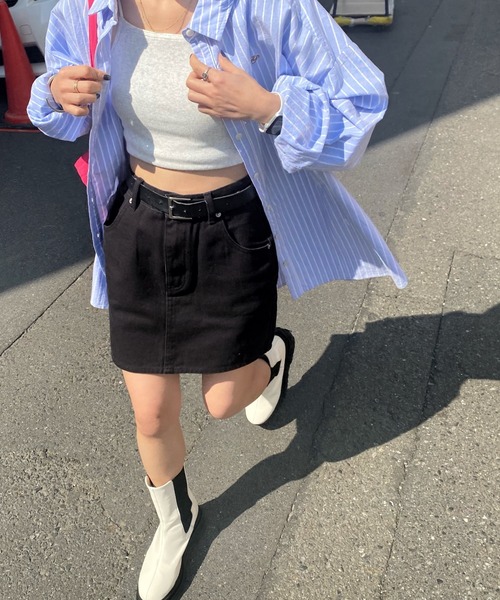 WHO'S WHO gallery(フーズフーギャラリー)の「デニムミニスカート(デニムスカート・レディース・ブラック/サックスブルー・FREE)」の14枚目の写真