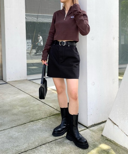 WHO'S WHO gallery(フーズフーギャラリー)の「デニムミニスカート(デニムスカート・レディース・ブラック/サックスブルー・FREE)」の19枚目の写真