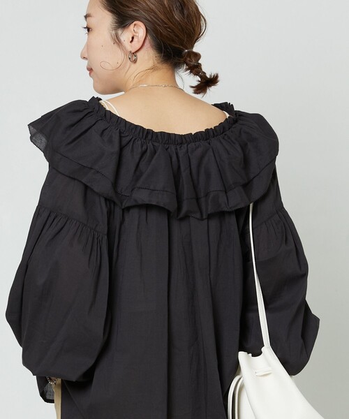 FREAK'S STORE(フリークスストア)の「▽【WEB限定】インドボイルラッフルブラウス(シャツ/ブラウス・レディース・ホワイト/ブラック/オレンジ/グリーン・フリ-)」の3枚目の写真