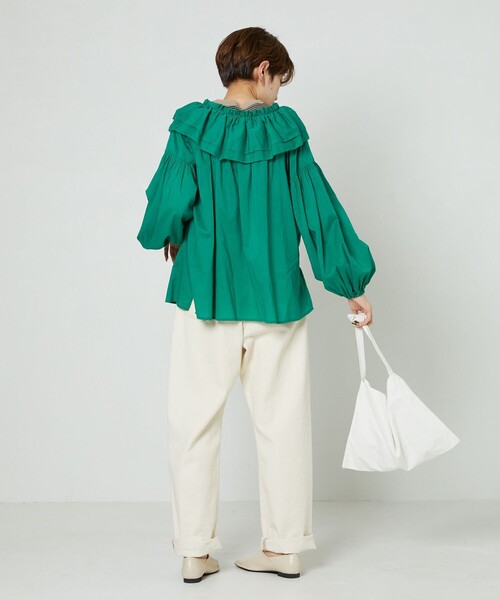 FREAK'S STORE(フリークスストア)の「▽【WEB限定】インドボイルラッフルブラウス(シャツ/ブラウス・レディース・ホワイト/ブラック/オレンジ/グリーン・フリ-)」の6枚目の写真