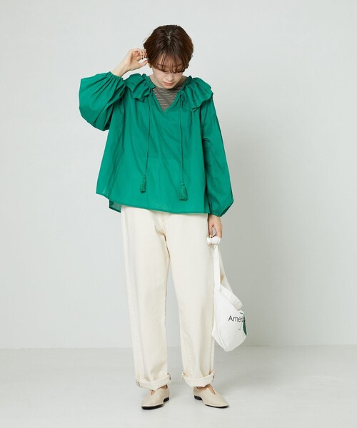 FREAK'S STORE(フリークスストア)の「▽【WEB限定】インドボイルラッフルブラウス(シャツ/ブラウス・レディース・ホワイト/ブラック/オレンジ/グリーン・フリ-)」の19枚目の写真