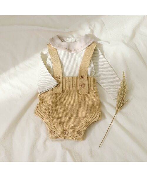 apres les cours（アプレレクール）の「ベビーニットサロペット（その他ベビーウェア・キッズ・アイボリー/イエロー・80）」の3枚目の写真