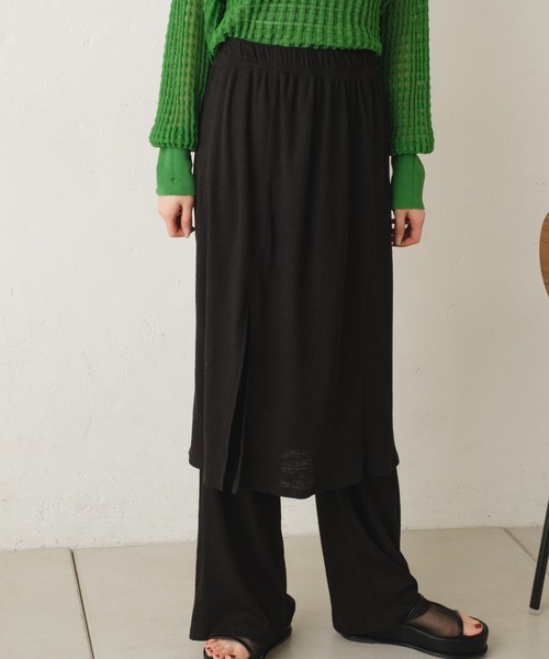 Kastane（カスタネ）の「【カタログ掲載アイテム】カットリブスカート＆パンツセット（その他パンツ・レディース・ブラック/グリーン/ピンク・FREE）」の4枚目の写真