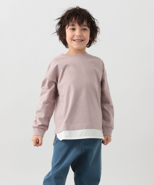 GLOBAL WORK（グローバルワーク）の「キッズ/ヘビロッTEEレイヤード長袖/264307（Tシャツ/カットソー・キッズ・グリーン/チャコールグレー/ライトピンク/ライトイエロー/ライトブルー・140cm/160cm/110cm/120cm/130cm/100cm/150cm）」の5枚目の写真