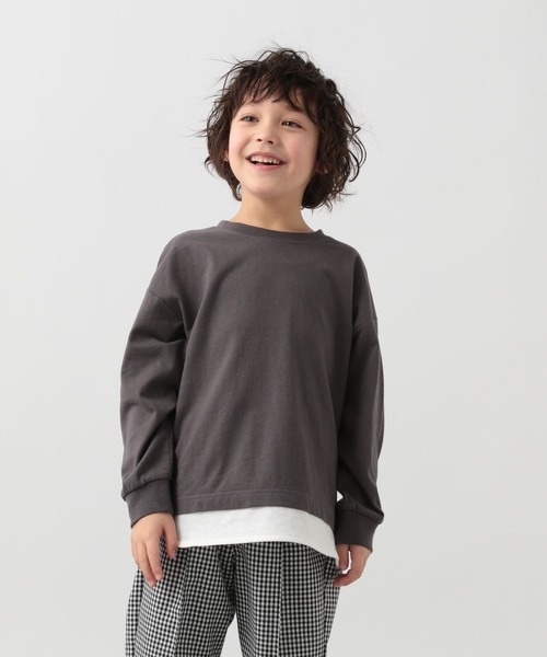GLOBAL WORK（グローバルワーク）の「キッズ/ヘビロッTEEレイヤード長袖/264307（Tシャツ/カットソー・キッズ・グリーン/チャコールグレー/ライトピンク/ライトイエロー/ライトブルー・140cm/160cm/110cm/120cm/130cm/100cm/150cm）」の6枚目の写真
