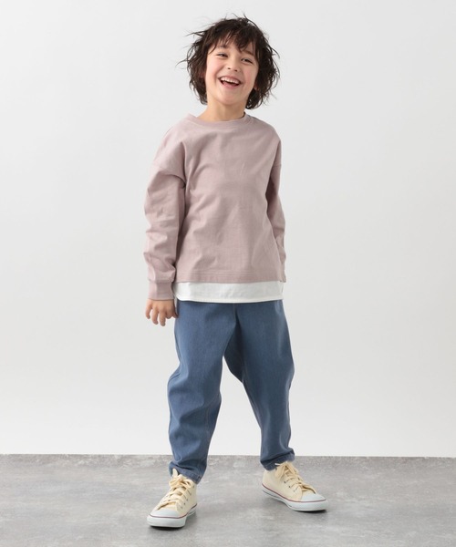 GLOBAL WORK（グローバルワーク）の「キッズ/ヘビロッTEEレイヤード長袖/264307（Tシャツ/カットソー・キッズ・グリーン/チャコールグレー/ライトピンク/ライトイエロー/ライトブルー・140cm/160cm/110cm/120cm/130cm/100cm/150cm）」の9枚目の写真