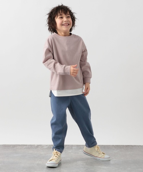 GLOBAL WORK（グローバルワーク）の「キッズ/ヘビロッTEEレイヤード長袖/264307（Tシャツ/カットソー・キッズ・グリーン/チャコールグレー/ライトピンク/ライトイエロー/ライトブルー・140cm/160cm/110cm/120cm/130cm/100cm/150cm）」の10枚目の写真