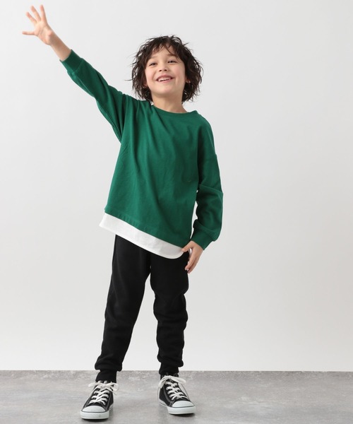 GLOBAL WORK（グローバルワーク）の「キッズ/ヘビロッTEEレイヤード長袖/264307（Tシャツ/カットソー・キッズ・グリーン/チャコールグレー/ライトピンク/ライトイエロー/ライトブルー・140cm/160cm/110cm/120cm/130cm/100cm/150cm）」の12枚目の写真