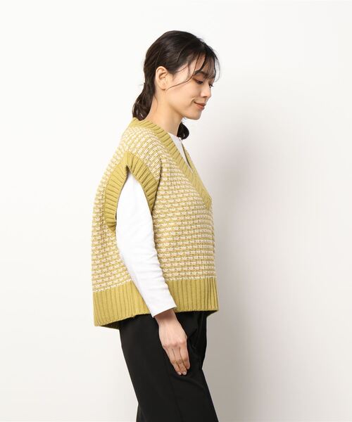 Lugnoncure（ルノンキュール）の「ジャカードベスト（ベスト・レディース・ベージュ/ブルー/グリーン・ﾌﾘ-）」の4枚目の写真