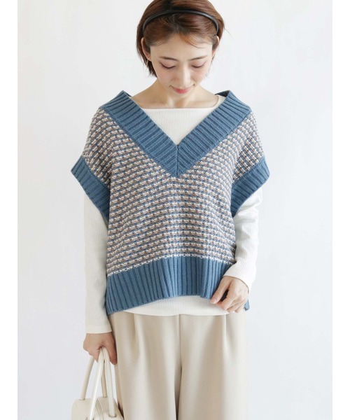 Lugnoncure（ルノンキュール）の「ジャカードベスト（ベスト・レディース・ベージュ/ブルー/グリーン・ﾌﾘ-）」の3枚目の写真