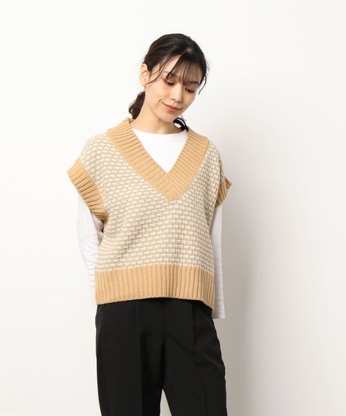 Lugnoncure（ルノンキュール）の「ジャカードベスト（ベスト・レディース・ベージュ/ブルー/グリーン・ﾌﾘ-）」の6枚目の写真