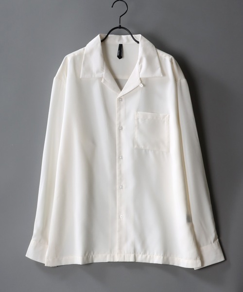 SITRY(シトリー)の「Silky Drape Open Collar Shirt/シルキードレープ オープンカラー シャツ(シャツ/ブラウス・メンズ・ホワイト/ブラック/サックスブルー/グリーン/モカ/グレイッシュベージュ・M/L/XL)」の2枚目の写真