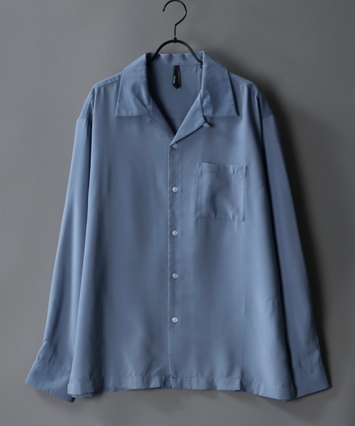 SITRY(シトリー)の「Silky Drape Open Collar Shirt/シルキードレープ オープンカラー シャツ(シャツ/ブラウス・メンズ・ホワイト/ブラック/サックスブルー/グリーン/モカ/グレイッシュベージュ・M/L/XL)」の1枚目の写真