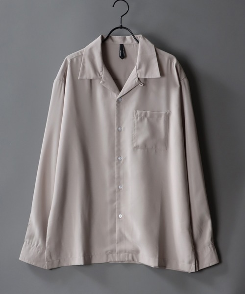 SITRY(シトリー)の「Silky Drape Open Collar Shirt/シルキードレープ オープンカラー シャツ(シャツ/ブラウス・メンズ・ホワイト/ブラック/サックスブルー/グリーン/モカ/グレイッシュベージュ・M/L/XL)」の5枚目の写真