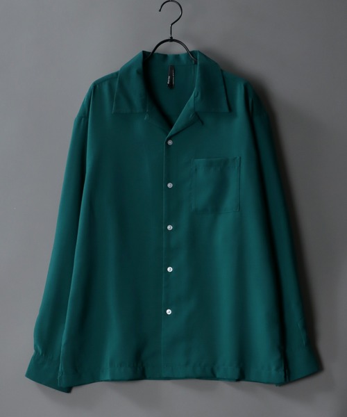 SITRY(シトリー)の「Silky Drape Open Collar Shirt/シルキードレープ オープンカラー シャツ(シャツ/ブラウス・メンズ・ホワイト/ブラック/サックスブルー/グリーン/モカ/グレイッシュベージュ・M/L/XL)」の6枚目の写真
