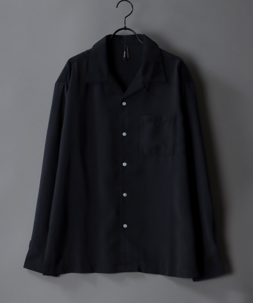 SITRY(シトリー)の「Silky Drape Open Collar Shirt/シルキードレープ オープンカラー シャツ(シャツ/ブラウス・メンズ・ホワイト/ブラック/サックスブルー/グリーン/モカ/グレイッシュベージュ・M/L/XL)」の3枚目の写真